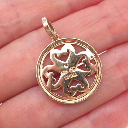 925 Sterling Silver Gold Plated Real Diamond Accent Heart Charm Pendant