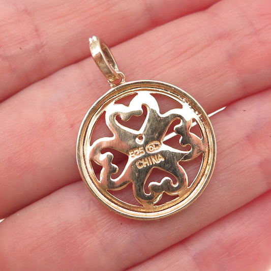925 Sterling Silver Gold Plated Real Diamond Accent Heart Charm Pendant