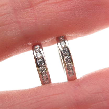 925 Sterling Silver Round-Cut C Z Heart Hoop Earrings