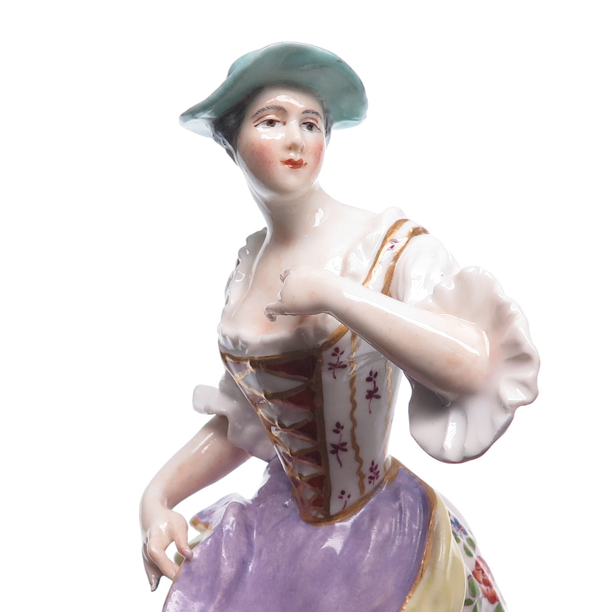 MEISSEN Antique Late Hand-Painted Porcelain Lady Collectible Figurine