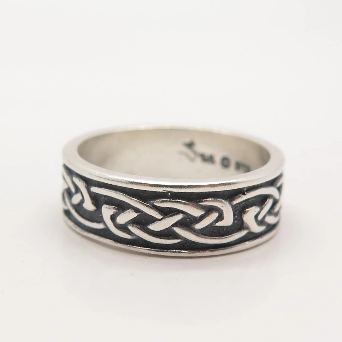 925 Sterling Silver Vintage Wheeler Mfg Co. Celtic Band Ring Size 8.5