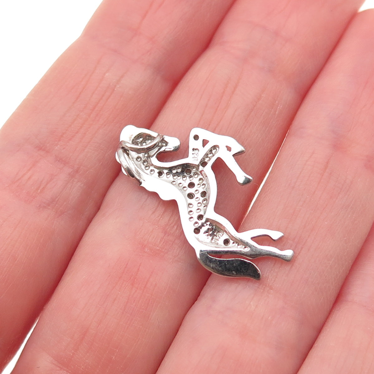 Charles Winston 925 Sterling Silver Real Diamond Horse Slide Charm Pendant