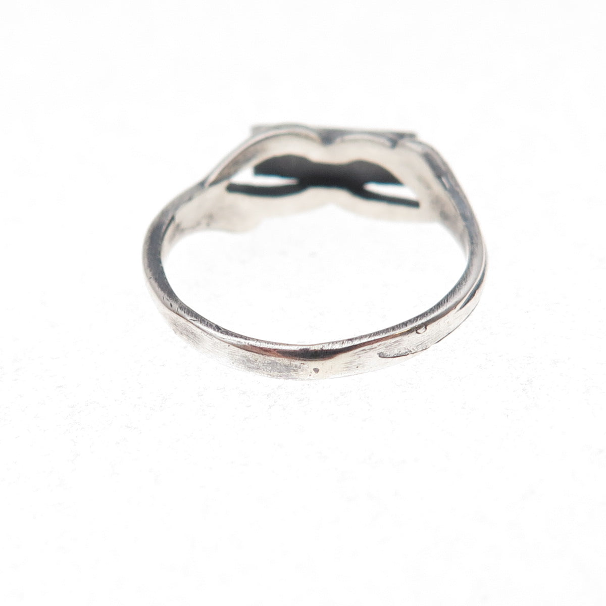 925 Sterling Silver Vintage Real Lapis Infinity Oxidized Ring Size 4.25