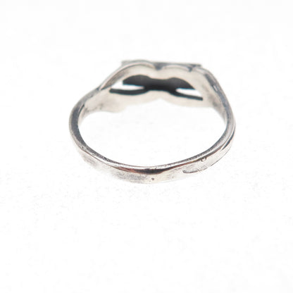 925 Sterling Silver Vintage Real Lapis Infinity Oxidized Ring Size 4.25