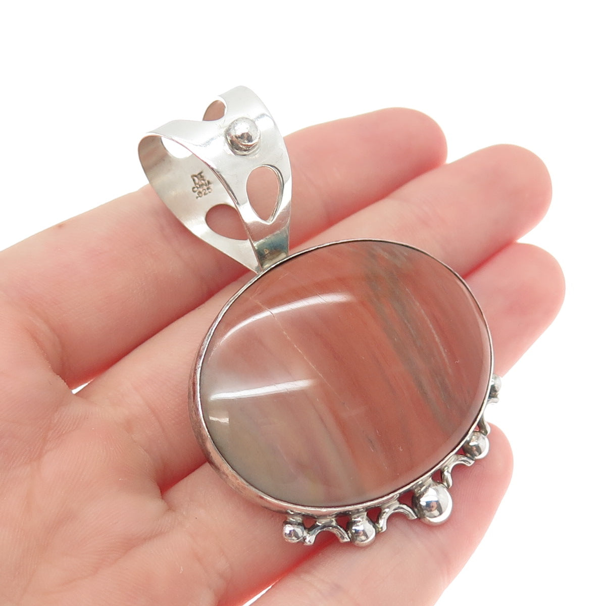 JAY KING DESERT ROSE Sterling Silver Vintage Real Montana Agate Charm Pendant