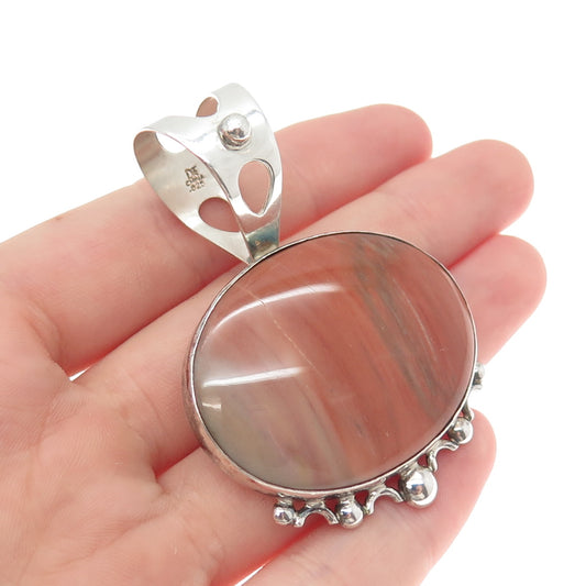 JAY KING DESERT ROSE Sterling Silver Vintage Real Montana Agate Charm Pendant
