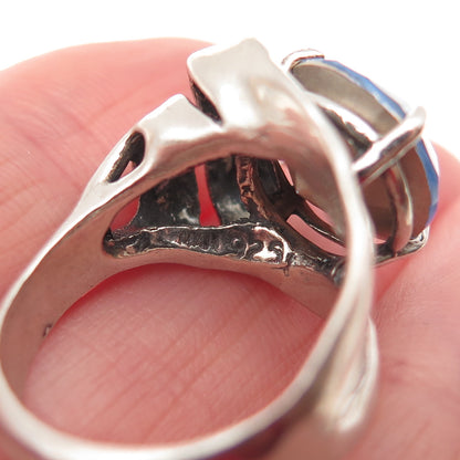 Han 925 Sterling Silver Round-Cut Blue C Z Modernist Ring Size 7.25