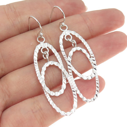 925 Sterling Silver Vintage Modernist Interlocked Dangling Earrings