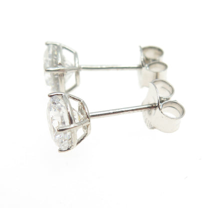 925 Sterling Silver Round-Cut Shaped C Z Stud Earrings