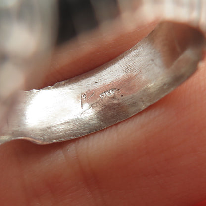 925 Sterling Silver Vintage Real Agate Modernist Oxidized Ring Size 13.25