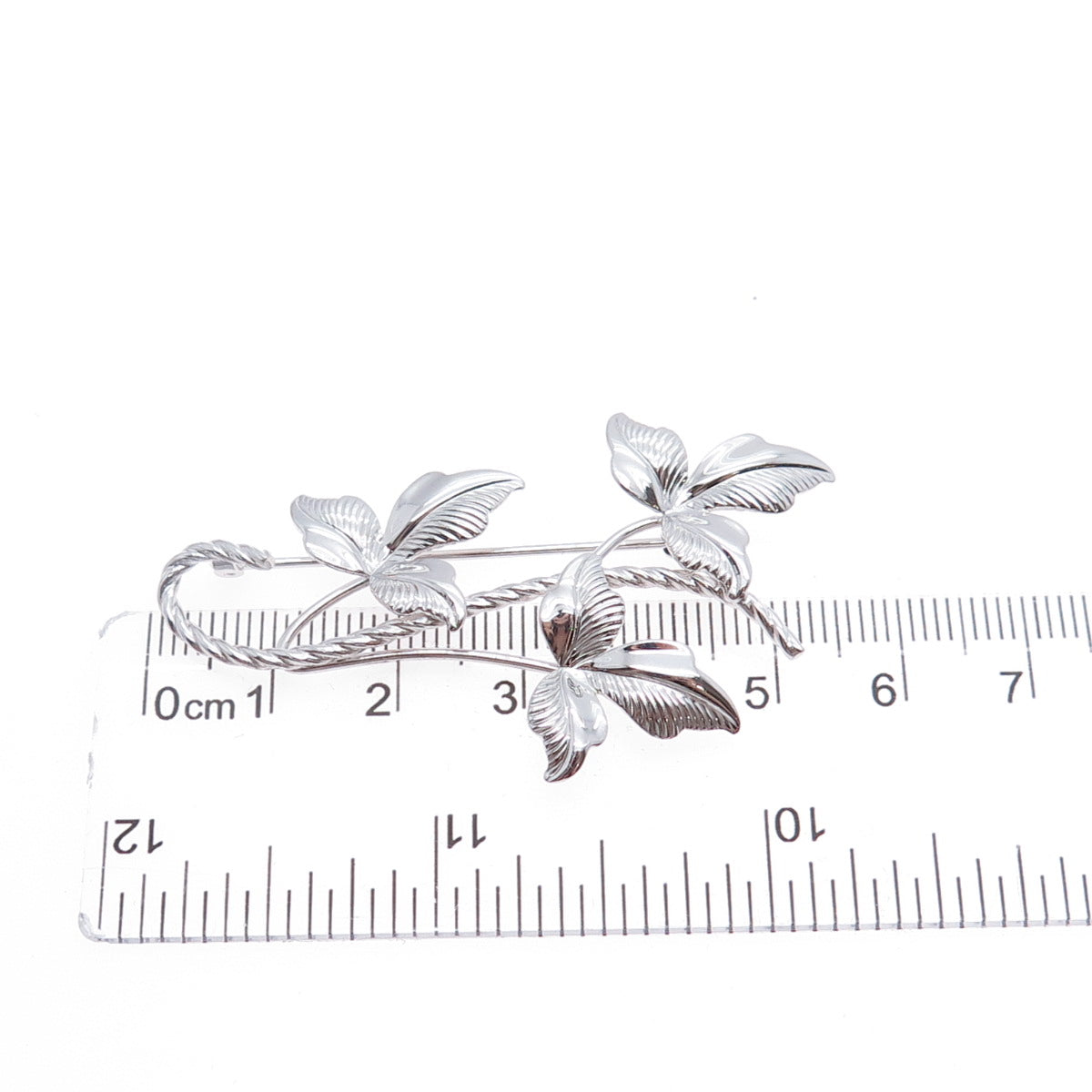 VAN DELL 925 Sterling Silver Vintage Floral Leaf Pin Brooch