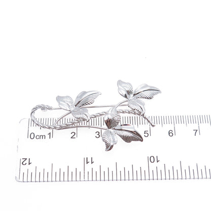 VAN DELL 925 Sterling Silver Vintage Floral Leaf Pin Brooch