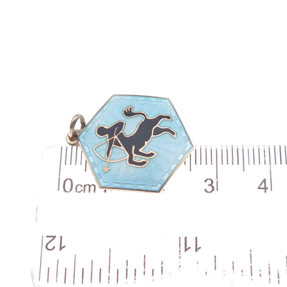 David Andersen Sterling Gold Plated Vintage Norway Enamel Sagittarius Pendant