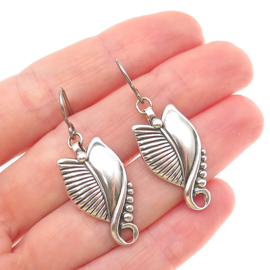 Danecraft 925 Sterling Silver Antique Art Deco Floral Oxidized Dangle Earrings