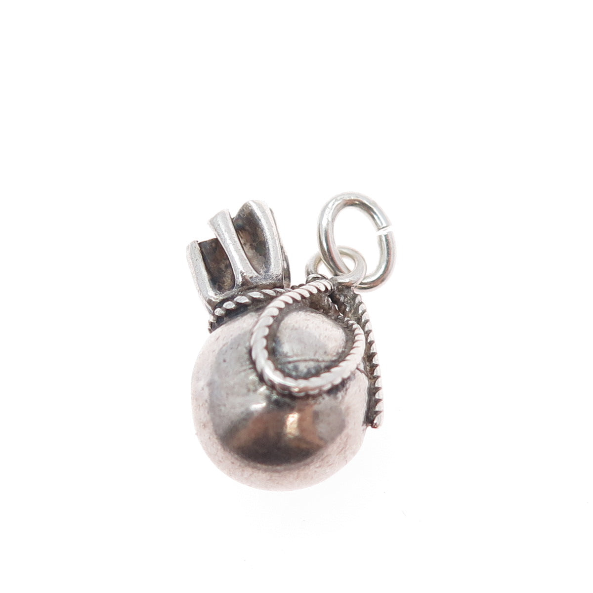 925 Sterling Silver Vintage Coin Bag Oxidized Minimalist 3D Charm Pendant