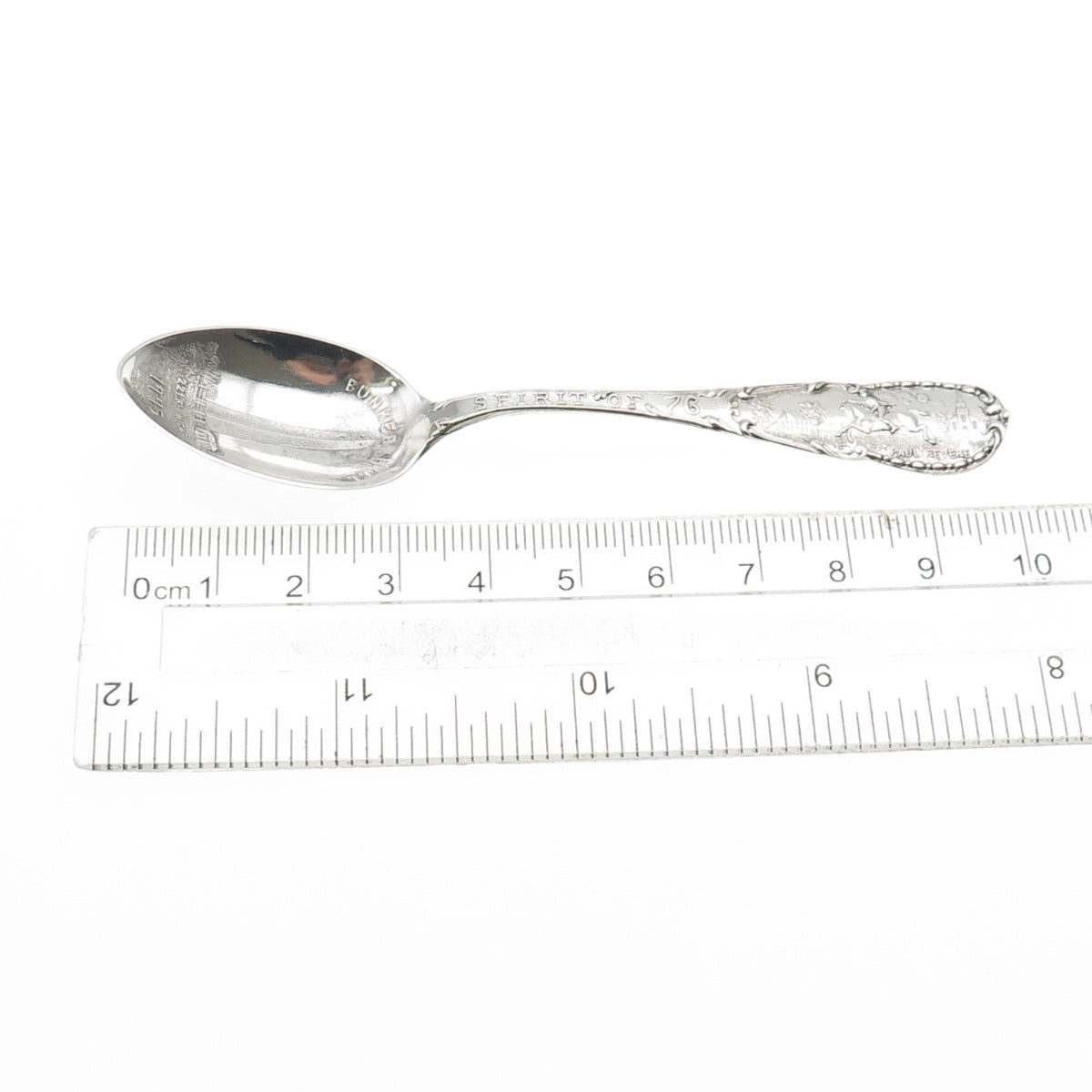 ALVIN 925 Sterling Silver Antique Bunker Hill 1775 Spirit of 76 Coffee Spoon