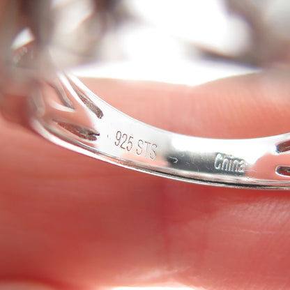 CHUCK CLEMENCY 925 Sterling Silver Real Round-Cut White Topaz C Z Ring Size 7.5