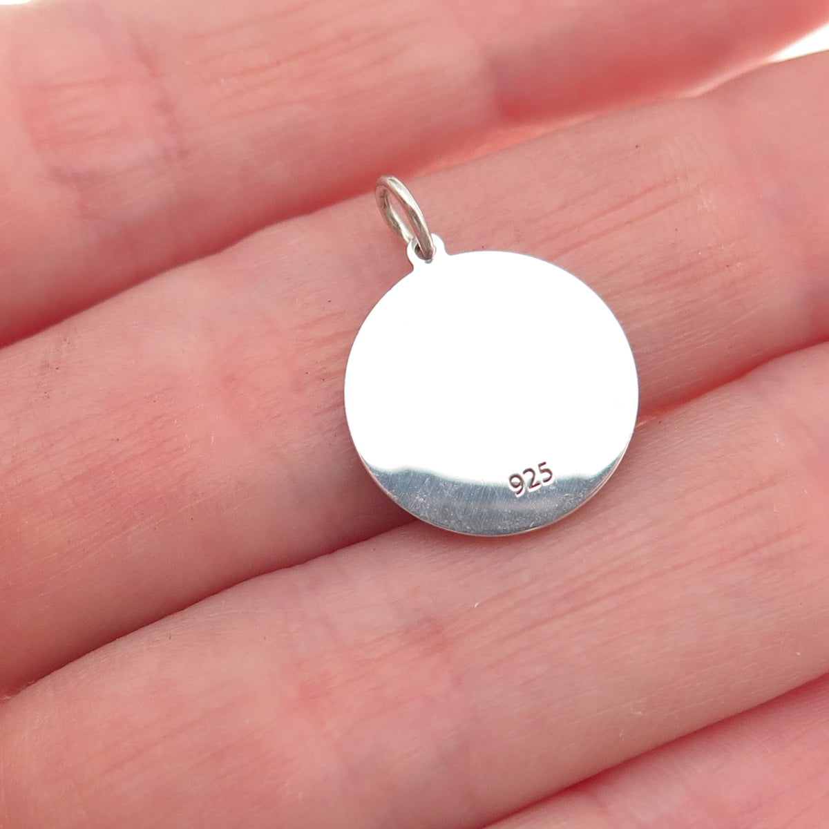 925 Sterling Silver Turquoise Enamel NY State Map Round Tag Mini Charm Pendant
