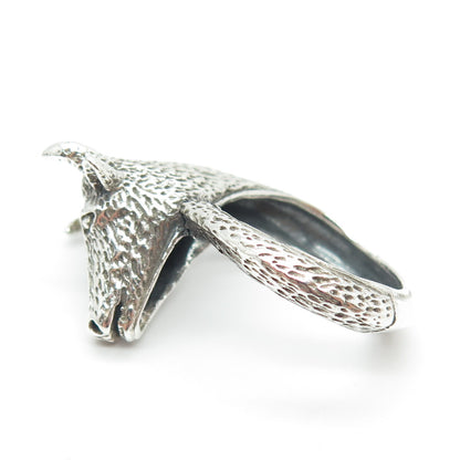 925 Sterling Silver Vintage Bull Head 3D Ring Size 6