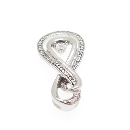 925 Sterling Silver Real Round-Cut Diamond Infinity Slide Pendant