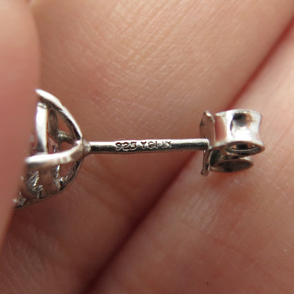 925 Sterling Silver Round-Cut C Z Stud Earrings