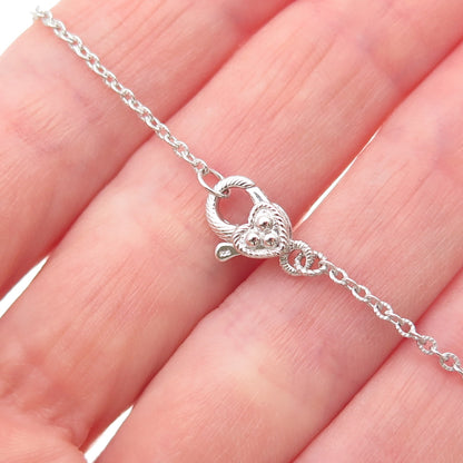 JUDITH RIPKA 925 Sterling Silver C Z Bar Pendant Cable Chain Necklace 18-20"