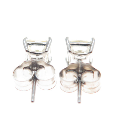 925 Sterling Silver Princess-Cut Canary C Z Stud Earrings