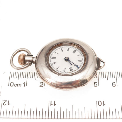 Elgin 925 Sterling & Gold Accent Antique Art Deco Open Face Pocket Watch