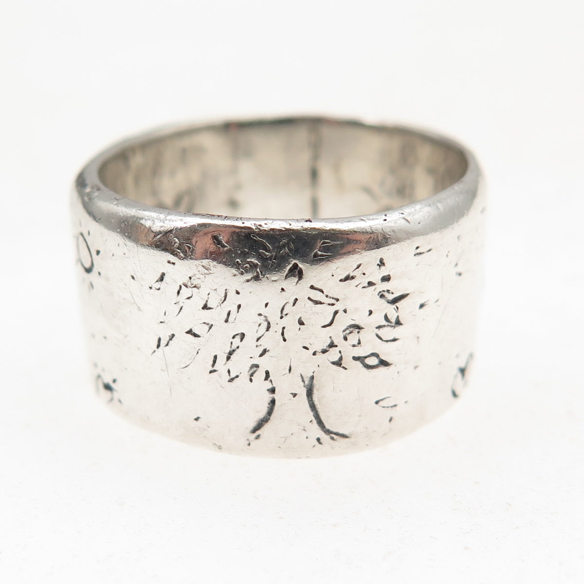 Jes Maharry 925 Sterling Silver Vintage Grow Strong Wide Band Ring Size 9.25