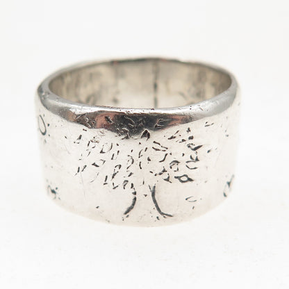 Jes Maharry 925 Sterling Silver Vintage Grow Strong Wide Band Ring Size 9.25