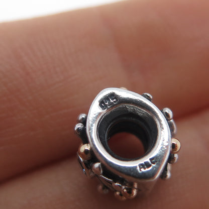 PANDORA 925 Sterling Silver & Gold Round-Cut C Z Desert Star Slide Bead Charm