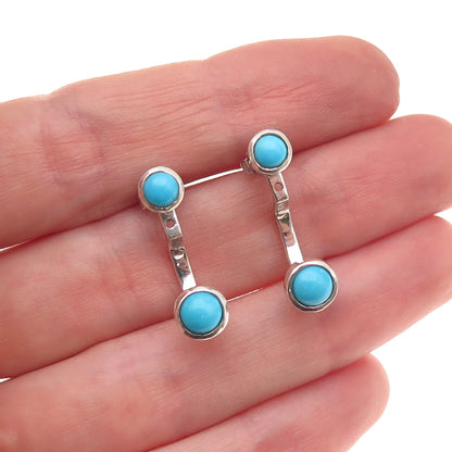 D'Joy 925 Sterling Silver Real Sleeping Beauty Turquoise Stud / Jacket Earrings
