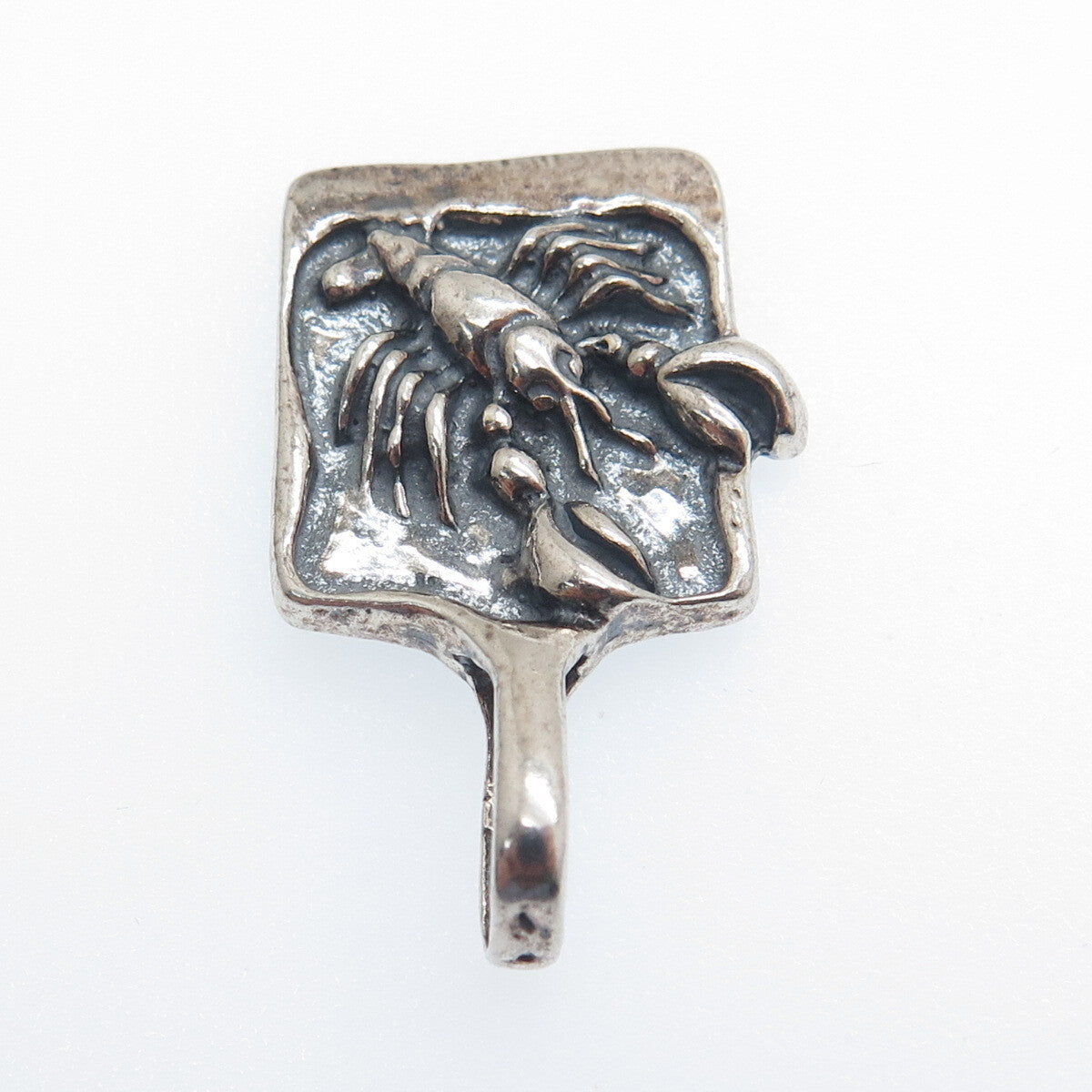 925 Sterling Silver Vintage Poland Cancer Zodiac Minimalist Oxidized Pendant