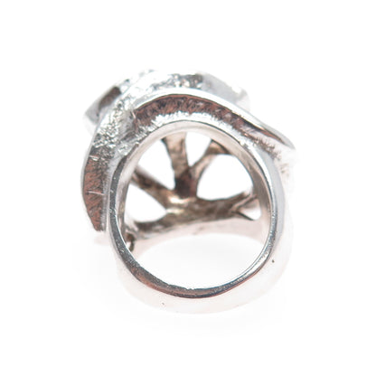 925 Sterling Silver Vintage Modernist Oxidized Ring Size 6.25
