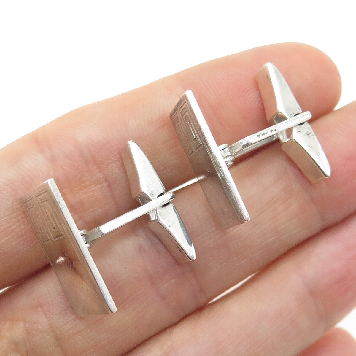 B. A. BALLOU & CO. 925 Sterling Silver Vintage Engraved Cufflinks