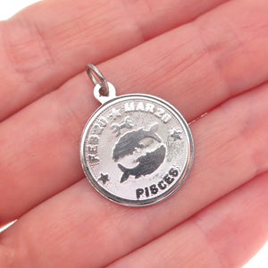 M&M Mark Mercy 925 Sterling Silver Vintage Pisces Zodiac Sign Charm Pendant