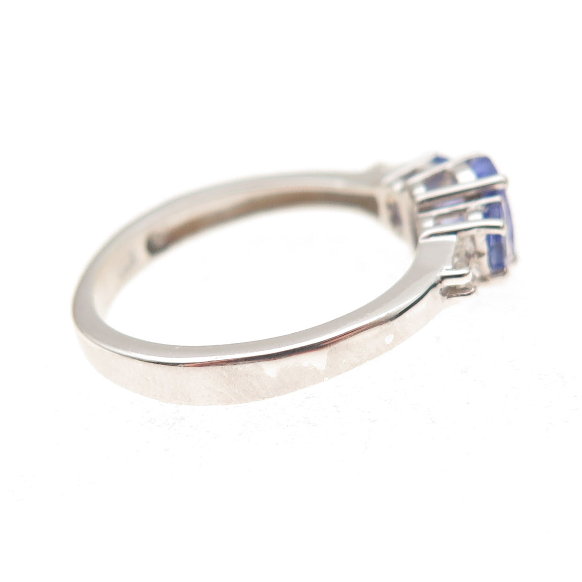 Chuck Clemency 925 Sterling Silver Real Tanzanite & White Topaz Ring Size 8.25