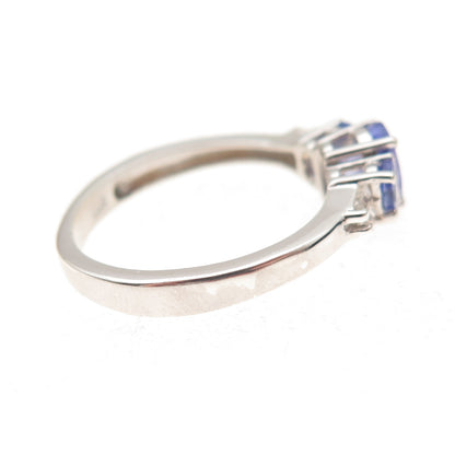 Chuck Clemency 925 Sterling Silver Real Tanzanite & White Topaz Ring Size 8.25