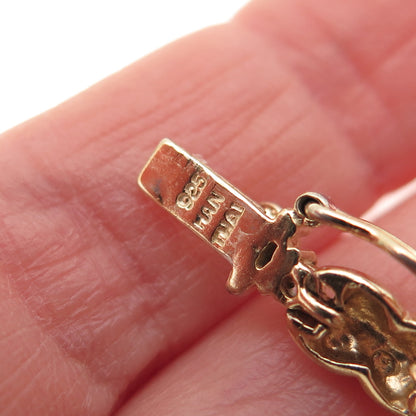 HAN 925 Sterling Silver Gold Plated Real Blue Topaz & C Z Bracelet 7"