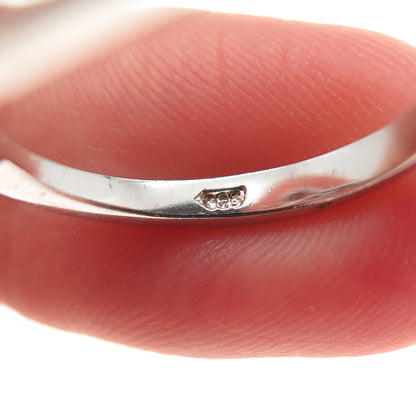 925 Sterling Silver Round-Cut Pink C Z Modernist Heart Ring Size 6.25
