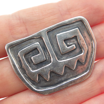HALO 925 Sterling Silver Vintage Modernist Spiral Oxidized Pin Brooch