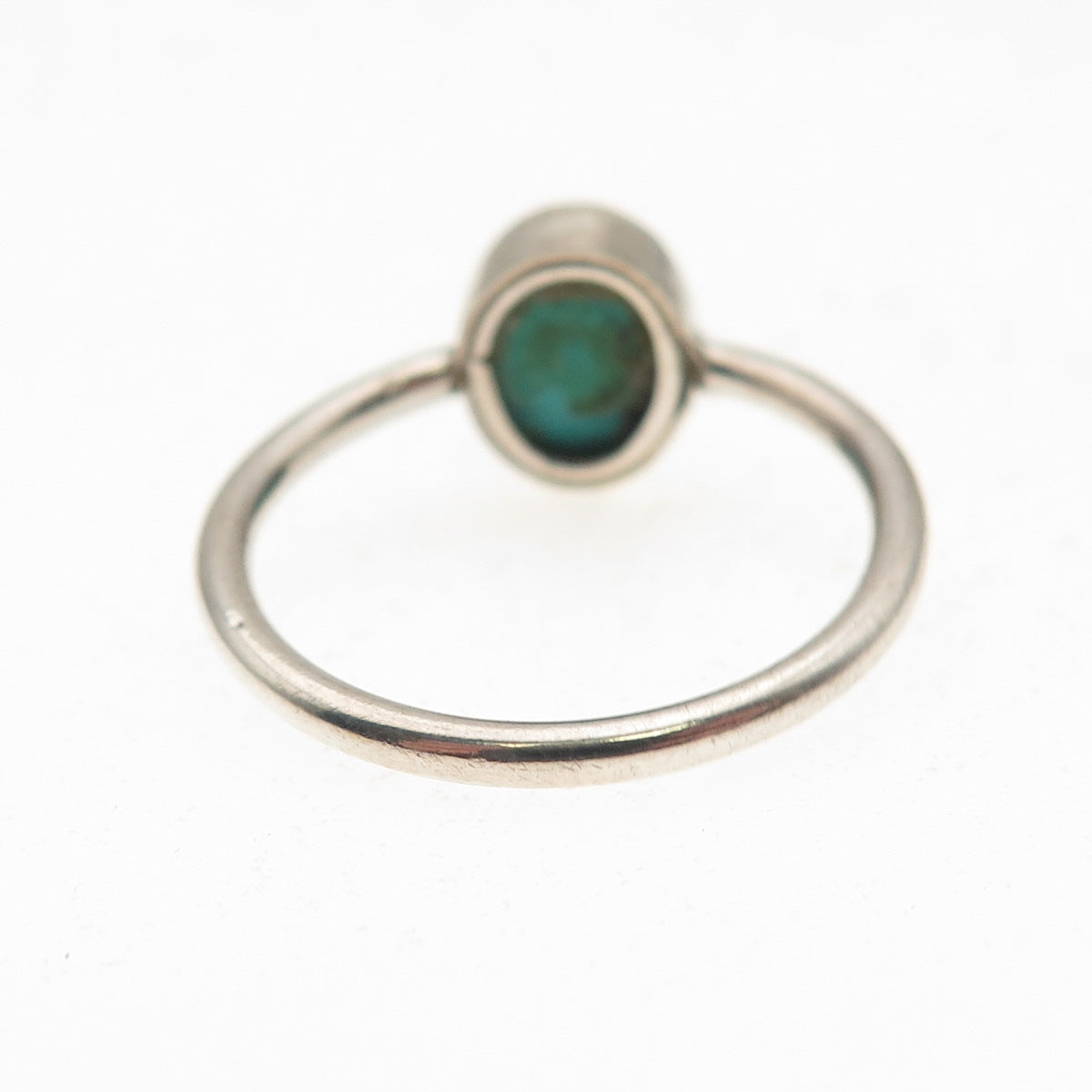 Old Pawn Sterling Silver Vintage Southwestern Kingman Turquoise Ring Size 7.5