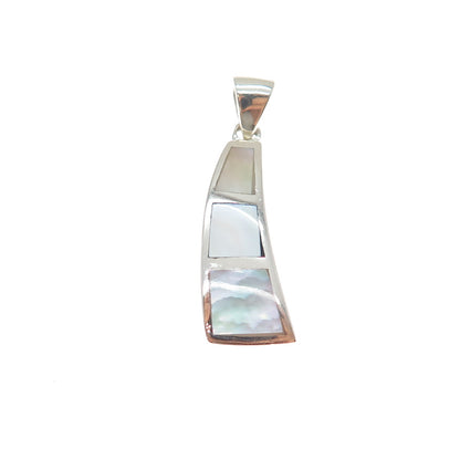 925 Sterling Silver Vintage Real MOP Modernist Charm Pendant