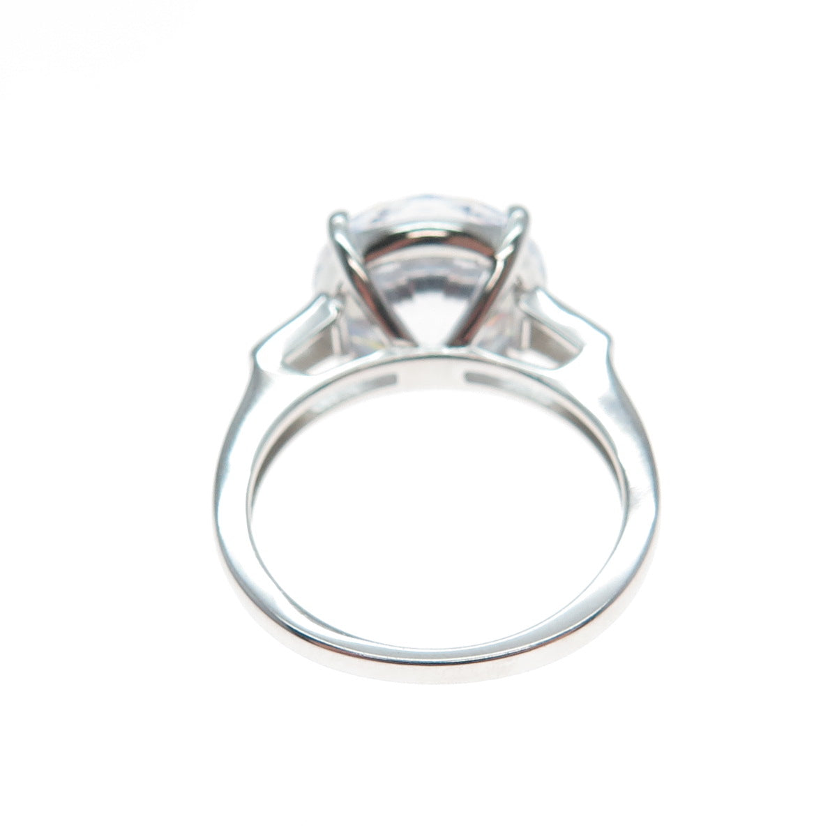 DSMK 925 Sterling Silver Round Tapered Baguette-Cut C Z Engagement Ring Size 6.5