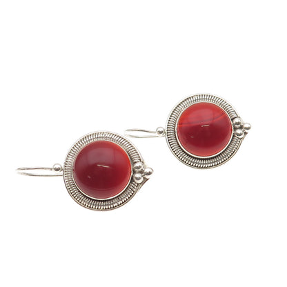 925 Sterling Silver Vintage Real Carnelian Modernist Earrings