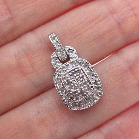 CHUCK CLEMENCY 925 Sterling Silver Real Round-Cut Diamond Mini Charm Pendant