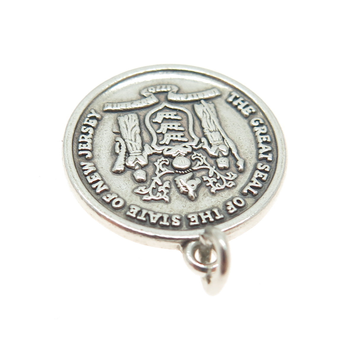 925 Sterling Silver Vintage New Jersey State Seal Charm Pendant