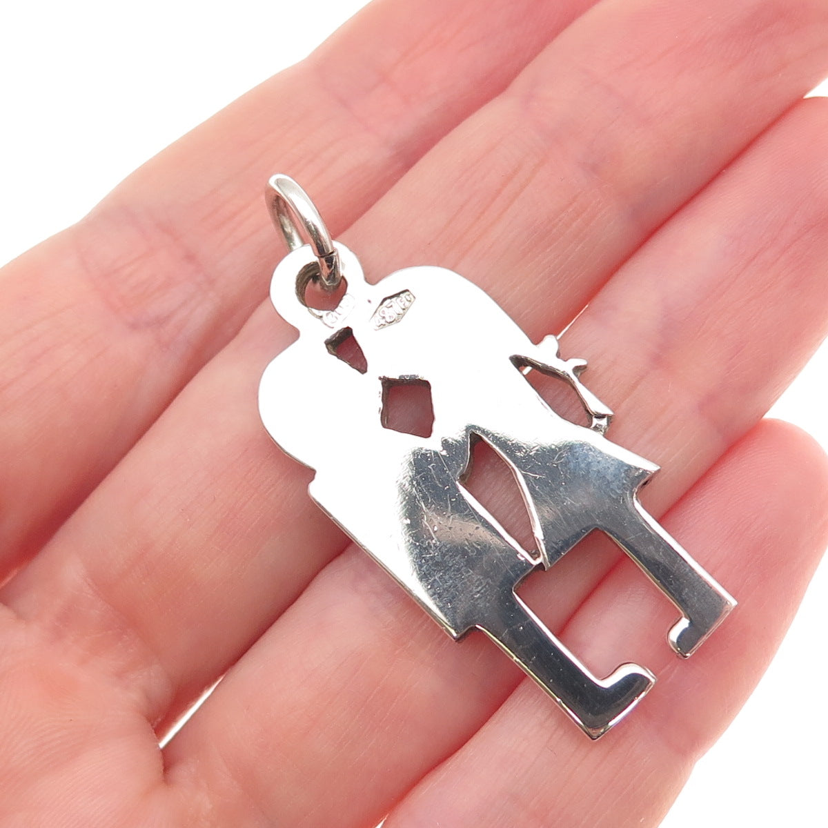 800 Silver Vintage Italy Kissing Couple Charm Pendant