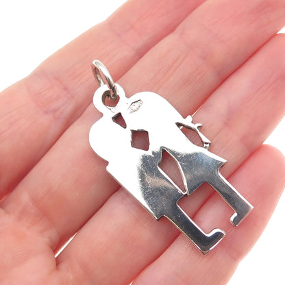 800 Silver Vintage Italy Kissing Couple Charm Pendant