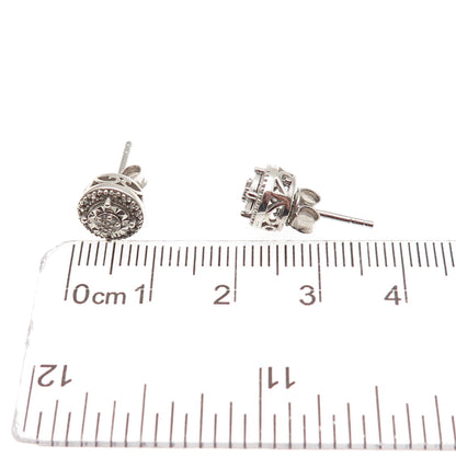 Sun 925 Sterling Silver Real Round-Cut Diamond Stud Earrings
